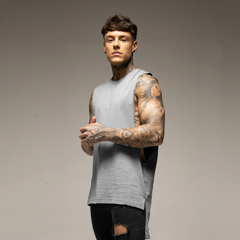 Summer Big Split Loose Type Sports Fitness Vest Men
