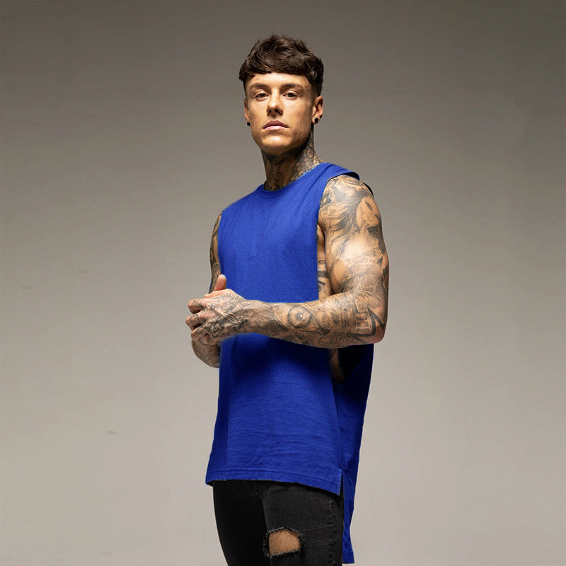 Summer Big Split Loose Type Sports Fitness Vest Men