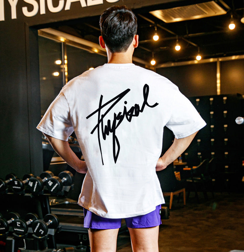 Pure Cotton Half-sleeved Loose Casual Fitness T-shirt Men